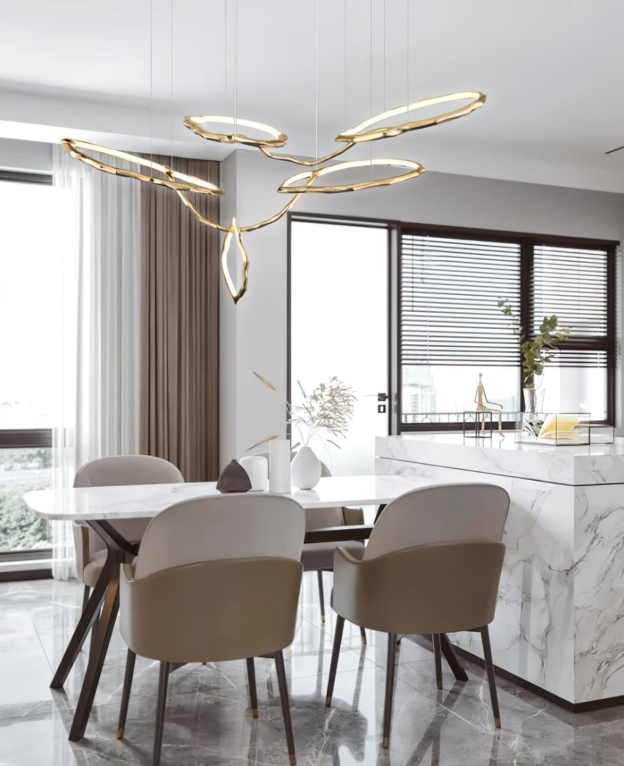 Cloud Rings Series Brass Chandelier