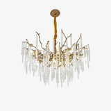 Crystal Icicles Branch Brass Chandelier