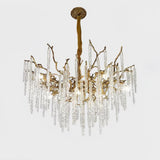 Crystal Icicles Branch Brass Chandelier