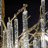 Crystal Icicles Branch Brass Chandelier