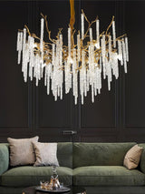 Crystal Icicles Branch Brass Chandelier