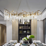 Crystal Icicles Branch Brass Chandelier