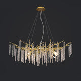 Crystal Icicles Branch Brass Chandelier