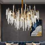 Crystal Icicles Branch Brass Chandelier