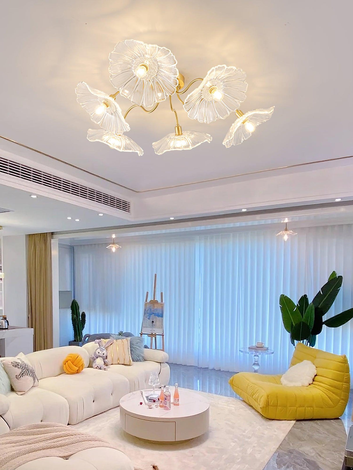 Lotus Leaf Glass Ceiling Lamp