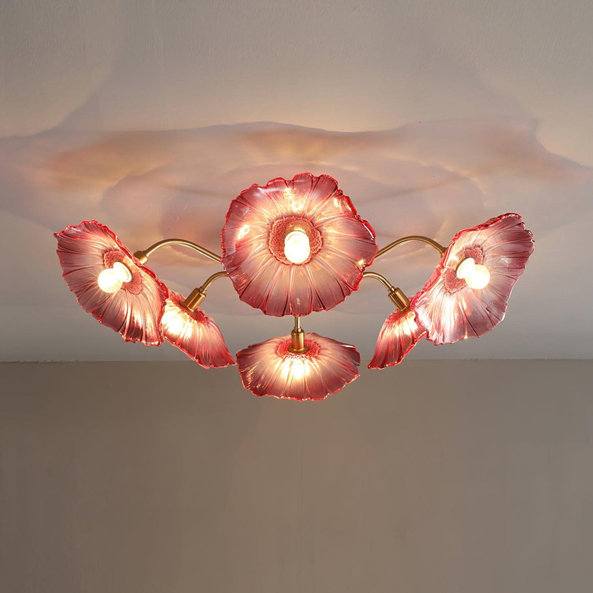 Lotus Leaf Glass Ceiling Lamp