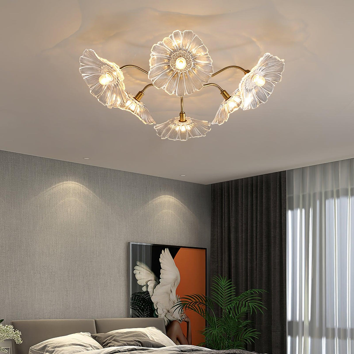 Lotus Leaf Glass Ceiling Lamp