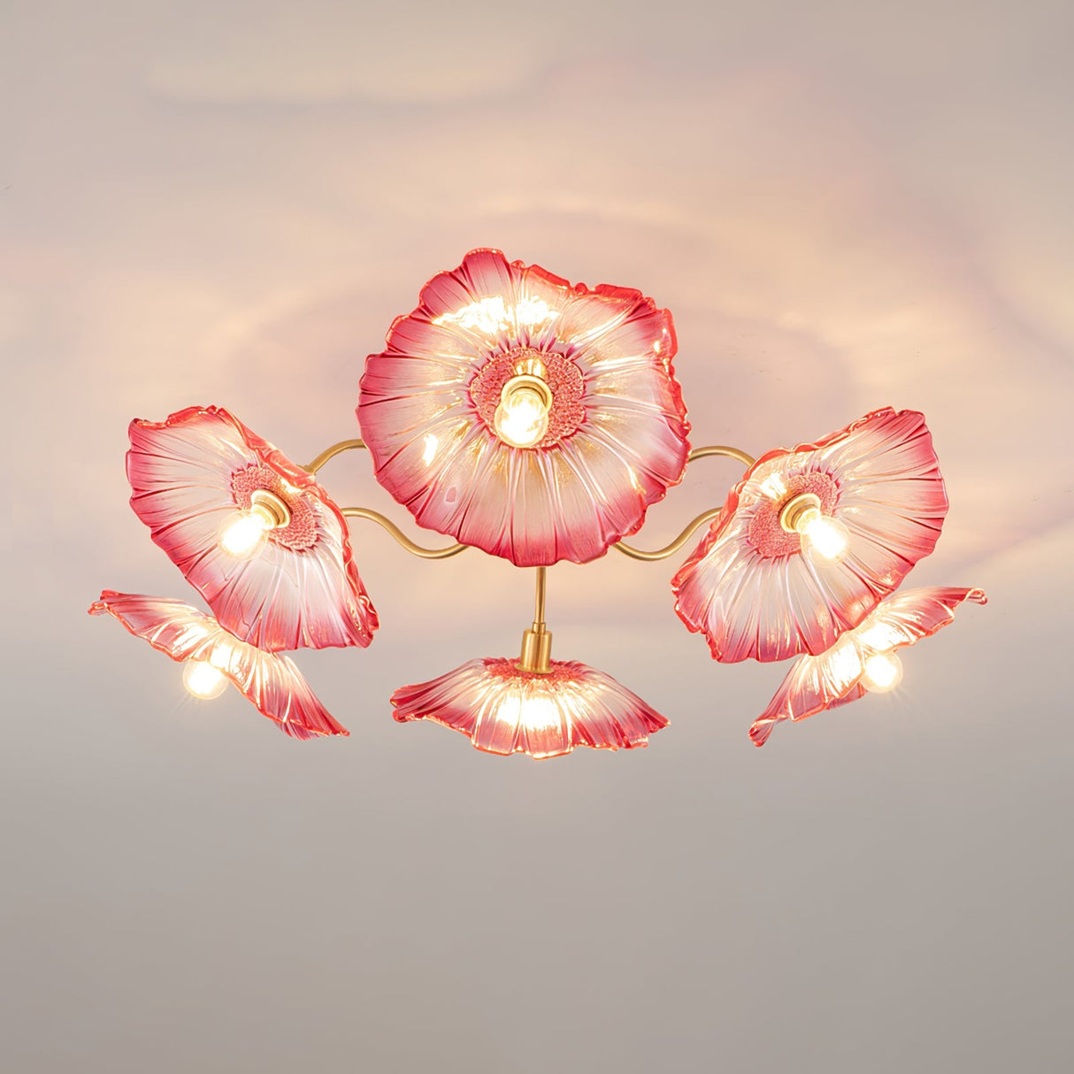 Lotus Leaf Glass Ceiling Lamp