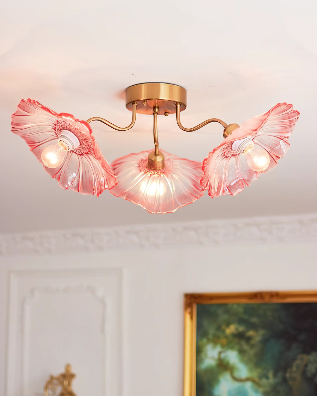 Lotus Leaf Glass Ceiling Lamp