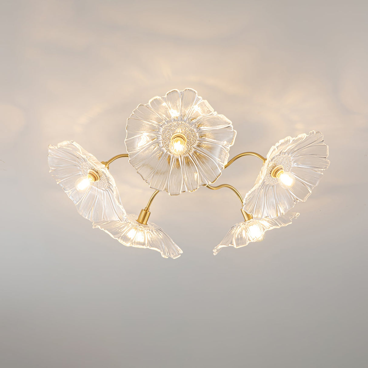 Lotus Leaf Glass Ceiling Lamp