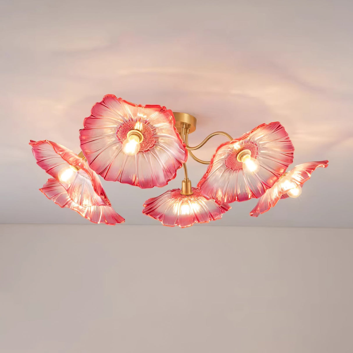 Lotus Leaf Glass Ceiling Lamp