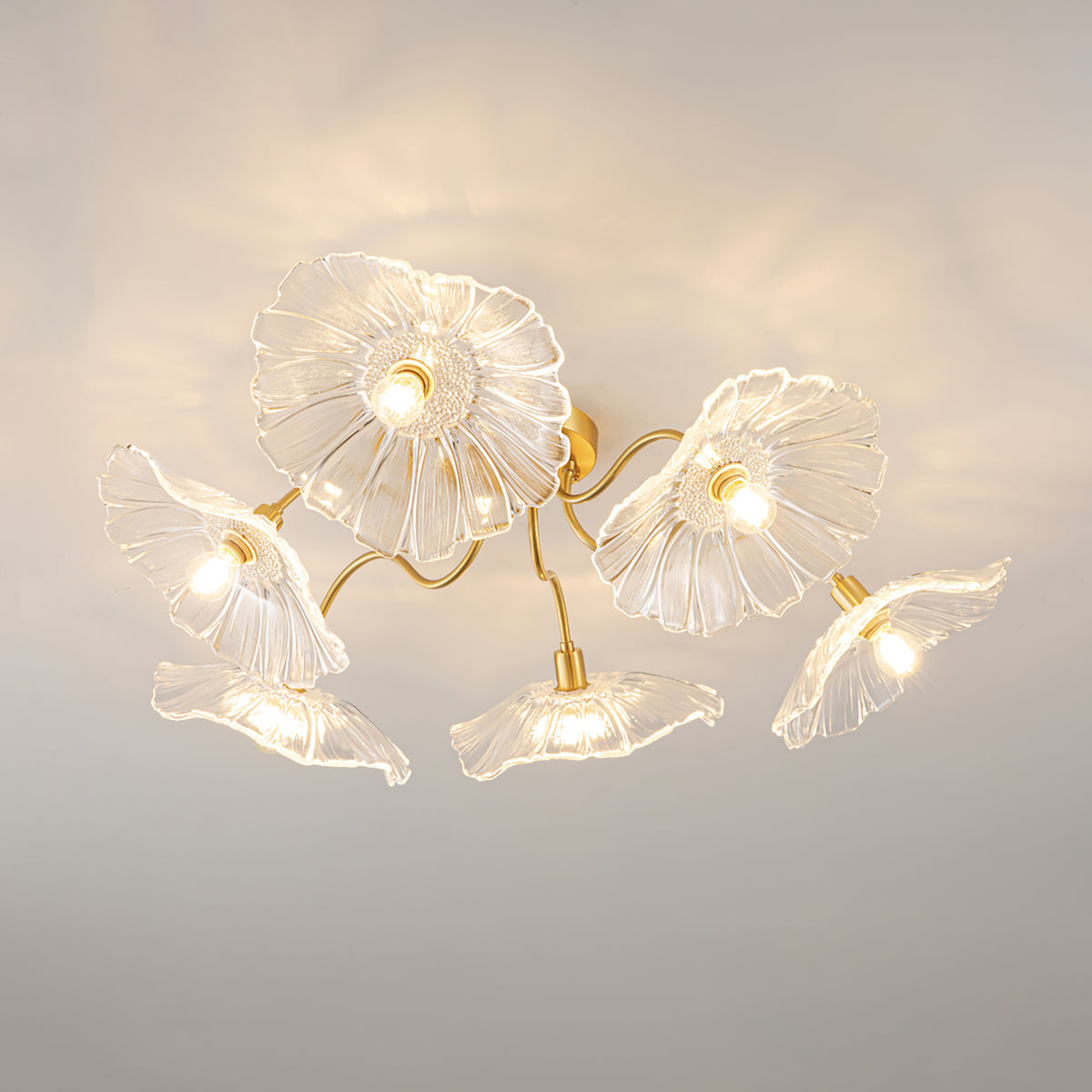 Lotus Leaf Glass Ceiling Lamp