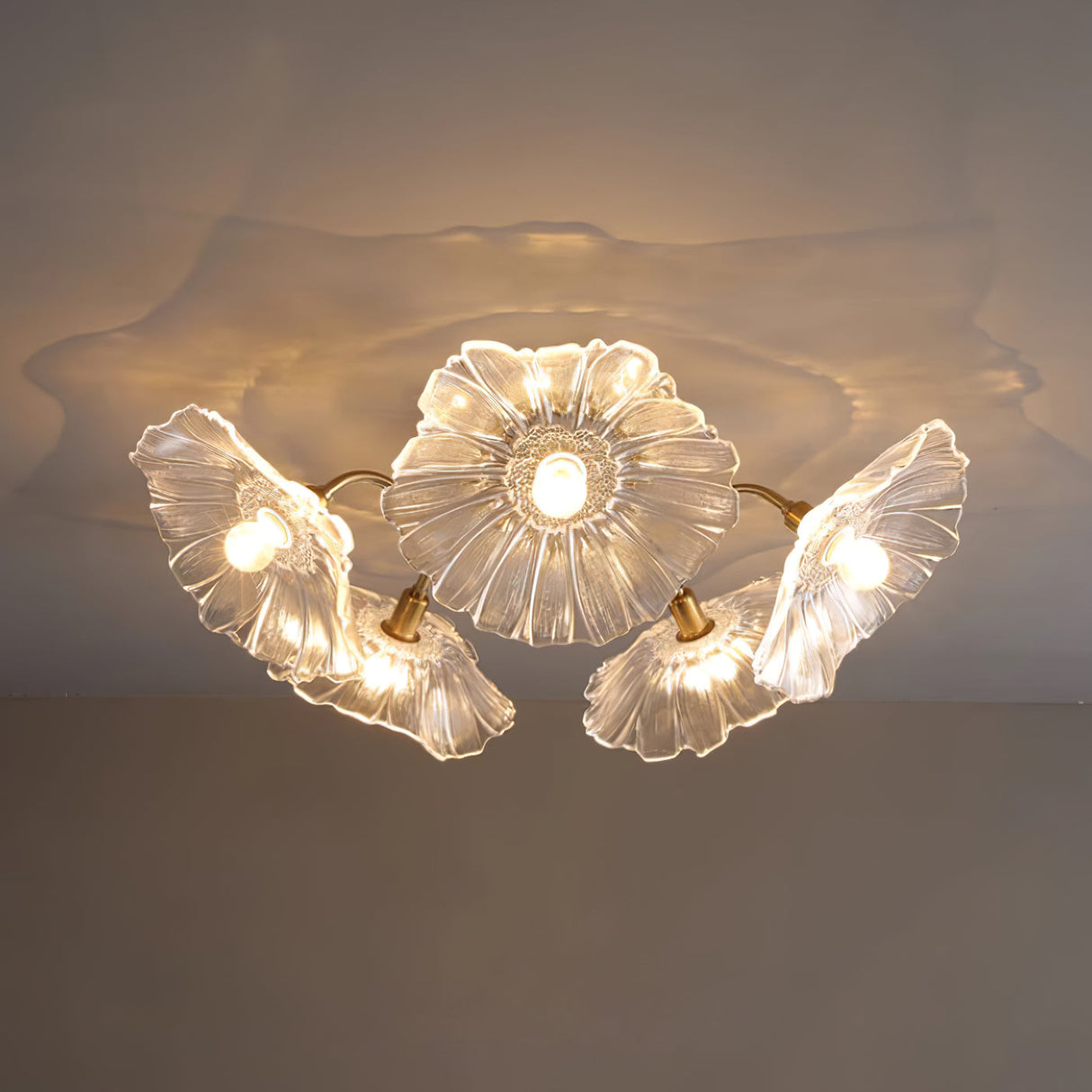 Lotus Leaf Glass Ceiling Lamp