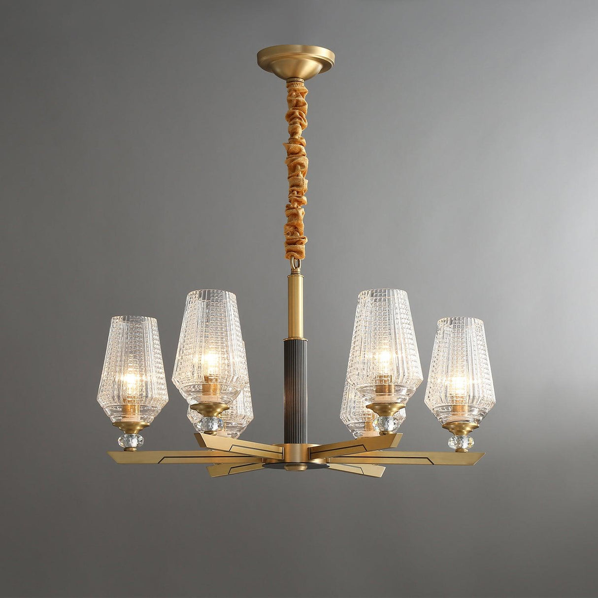 Orrefors Brass Chandelier