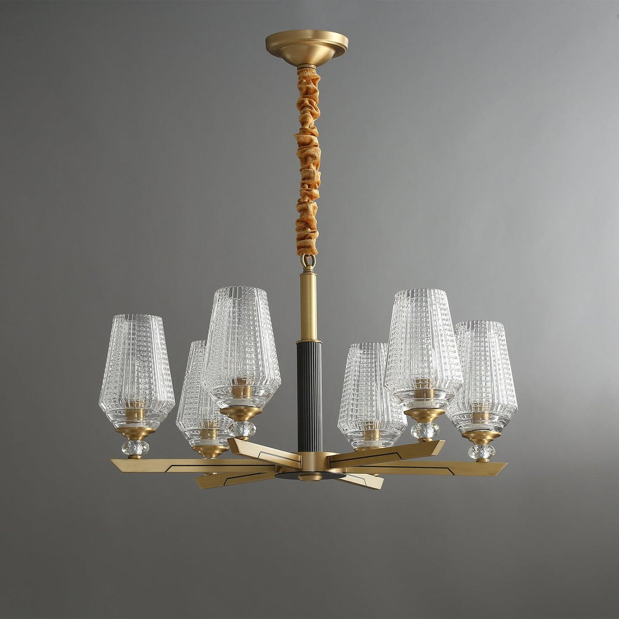 Orrefors Brass Chandelier