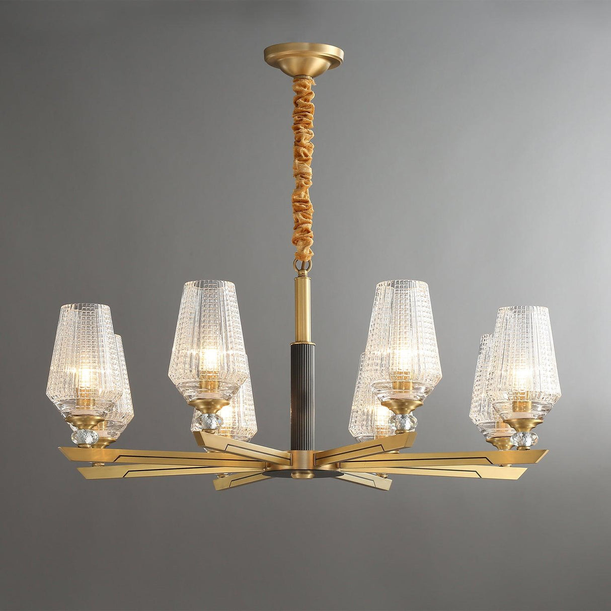 Orrefors Brass Chandelier