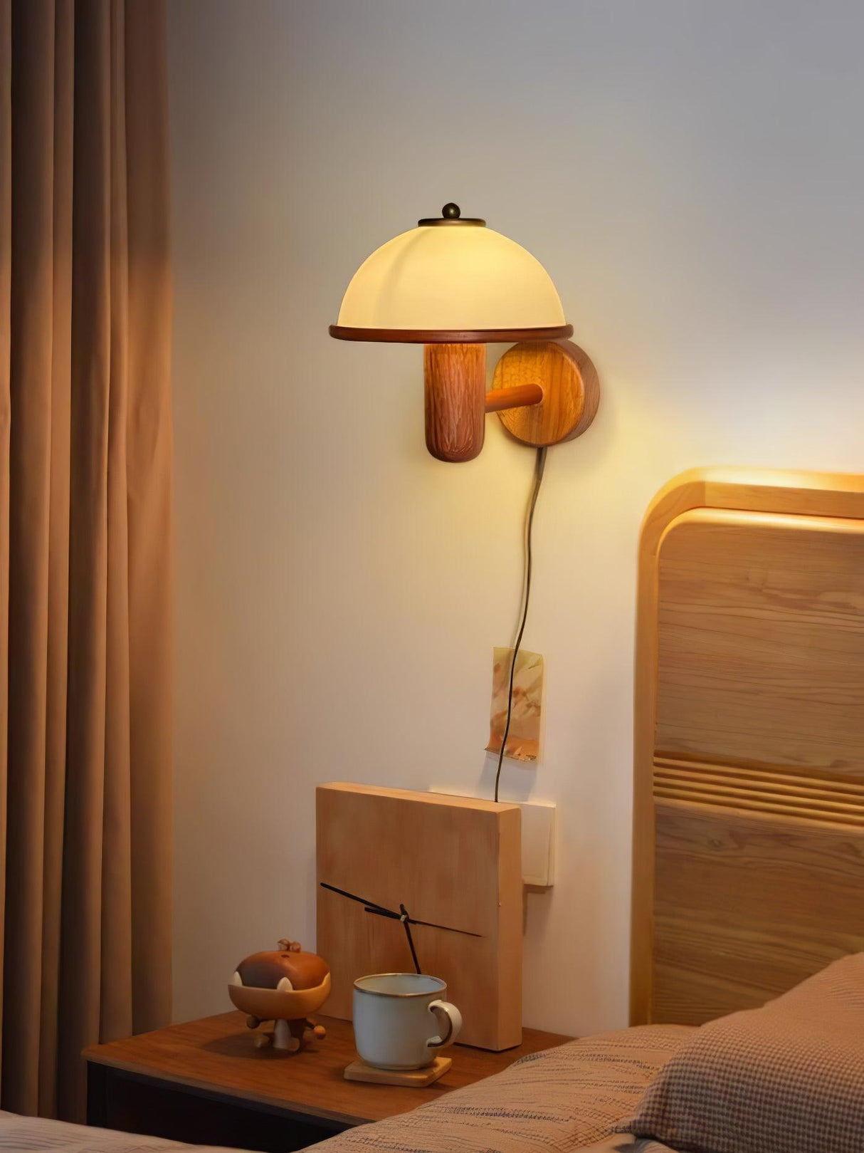 Mushroom Wood Wall Lamp