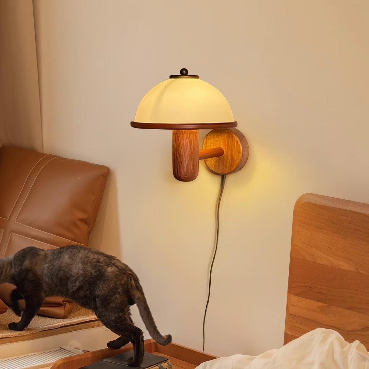 Mushroom Wood Wall Lamp